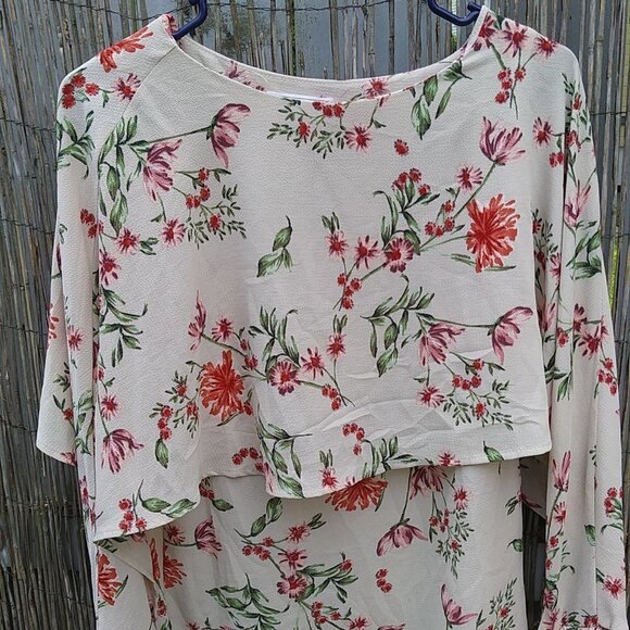 Ces Femme Blouse Cream Floral - No Size Tag - See Measurements - Picture 1 of 14